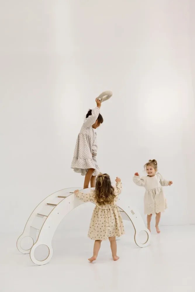 Montessori drevená hojdačka maxi biela Prírodná