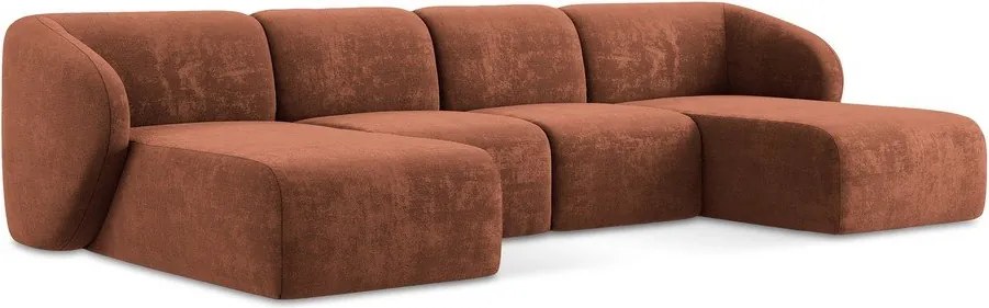 Ženilková rohová pohovka v terakotovej farbe (do tvaru "U") Lani – Makamii
