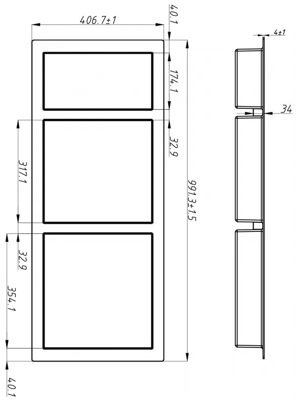 Mexen X-Wall-S, SMC polička na zapustenie do steny s prírubou 99,1 x 40,7 cm, biela, 1901994109