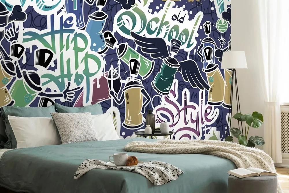 Samolepiaca tapeta veselý street art vo fialovom - 300x200