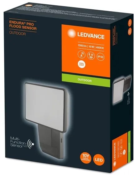 Ledvance - LED Vonkajší nástenný reflektor so senzorom FLOOD LED/15W/230V IP55