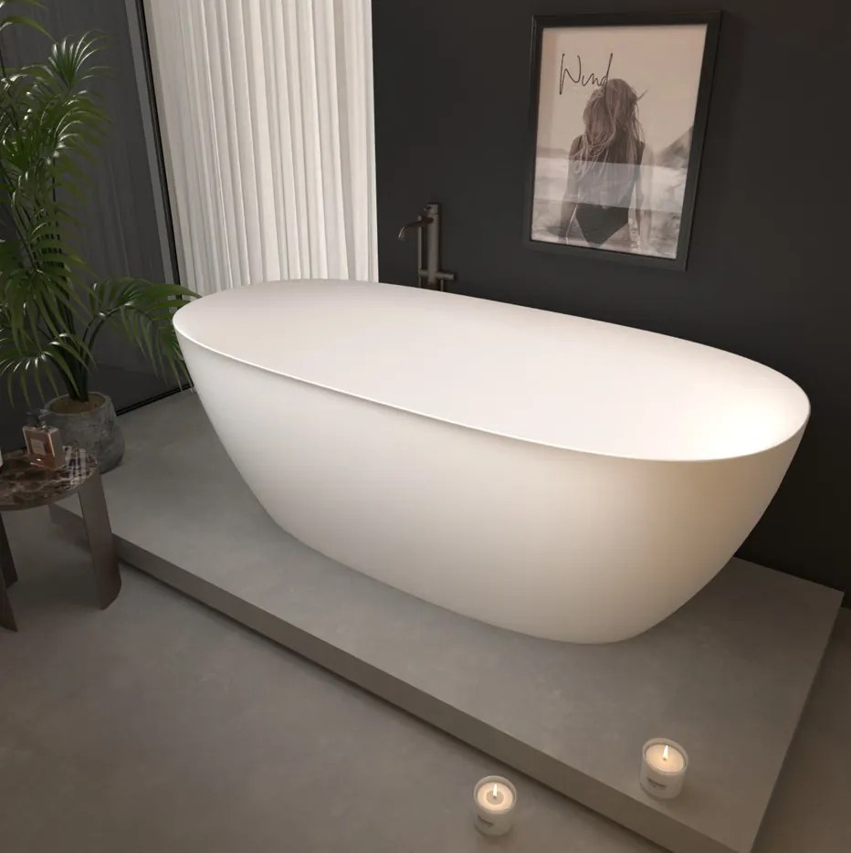 Erga Vienna, voľne stojaca vaňa 170x80 cm + odtoková zátka, biela lesklá, ERG-VIENNA-170080-WH-WH