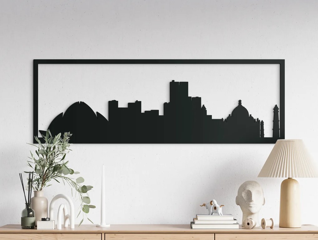 drevko Obraz Dillí panoráma Rozmer obrazu: 29,5 x 89 cm, Farba dekorácie: Čierna