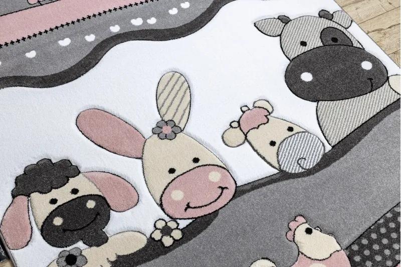 Dywany Łuszczów Detský kusový koberec Petit Farm animals pink - 180x270 cm