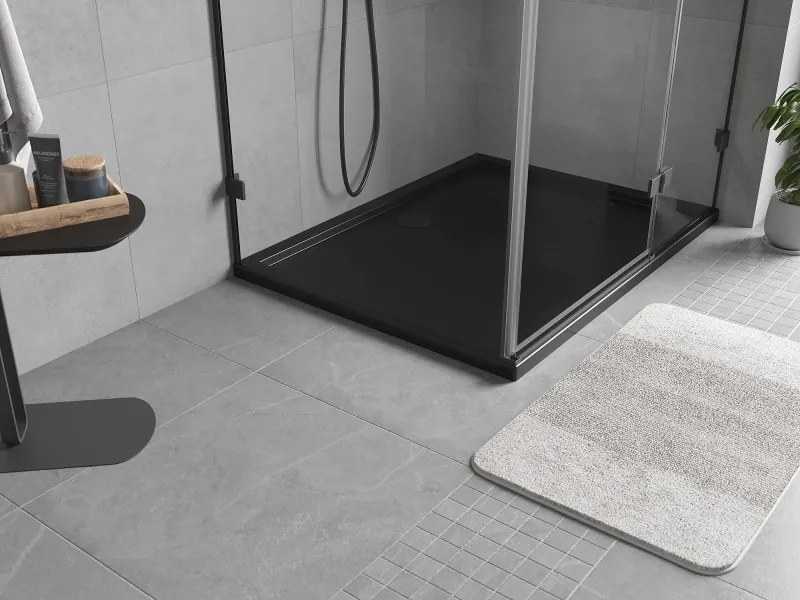 Mexen, Mexen Flow obdĺžniková sprchová vanička slim 130 x 90 cm, čierna matná, 46R709013