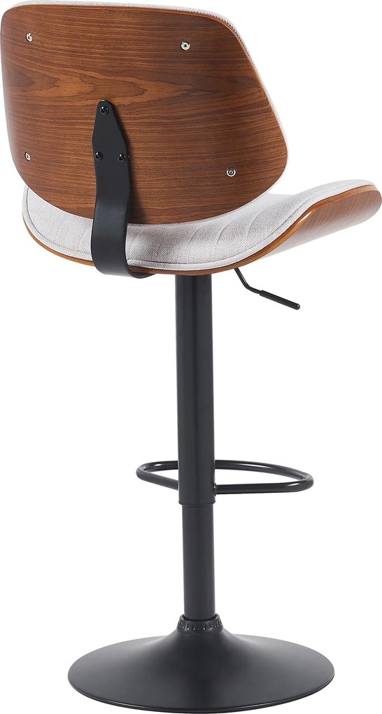 Barová stolička Clawson - látka, čierny rám - orech/krémová