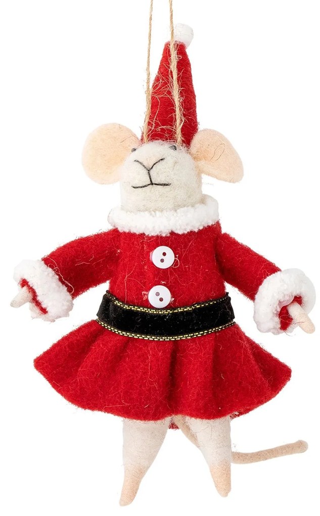 Bloomingville Plstená vianočná ozdoba Peo White Wool Myška