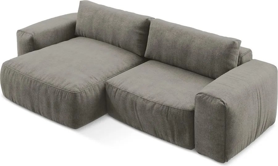 Sivá ženilková rozkladacia rohová pohovka (ľavý roh/s leňoškou) Kuki – Makamii