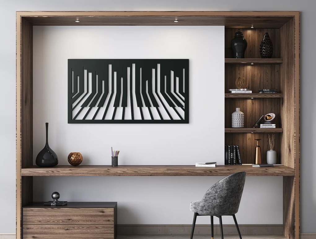 drevko Drevený obraz Klavír Rozmer obrazu: 23,5 x 44,5 cm, Farba dekorácie: Čierna