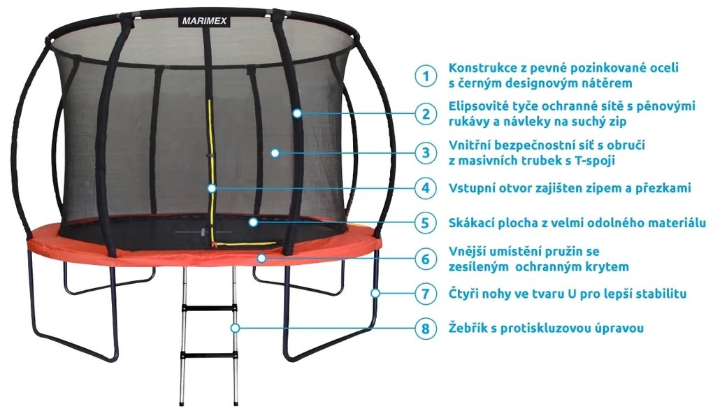 Marimex | Trampolína Marimex Premium 366 cm + vnútorná ochranná sieť + schodíky ZADARMO | 19000112