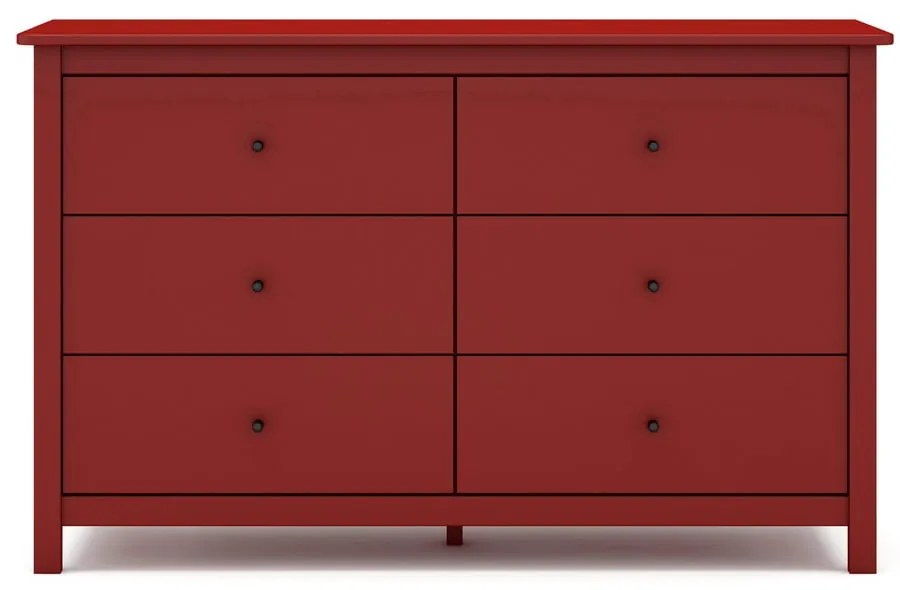 Červená nízka komoda z borovicového dreva 130x80 cm Misti – Marckeric