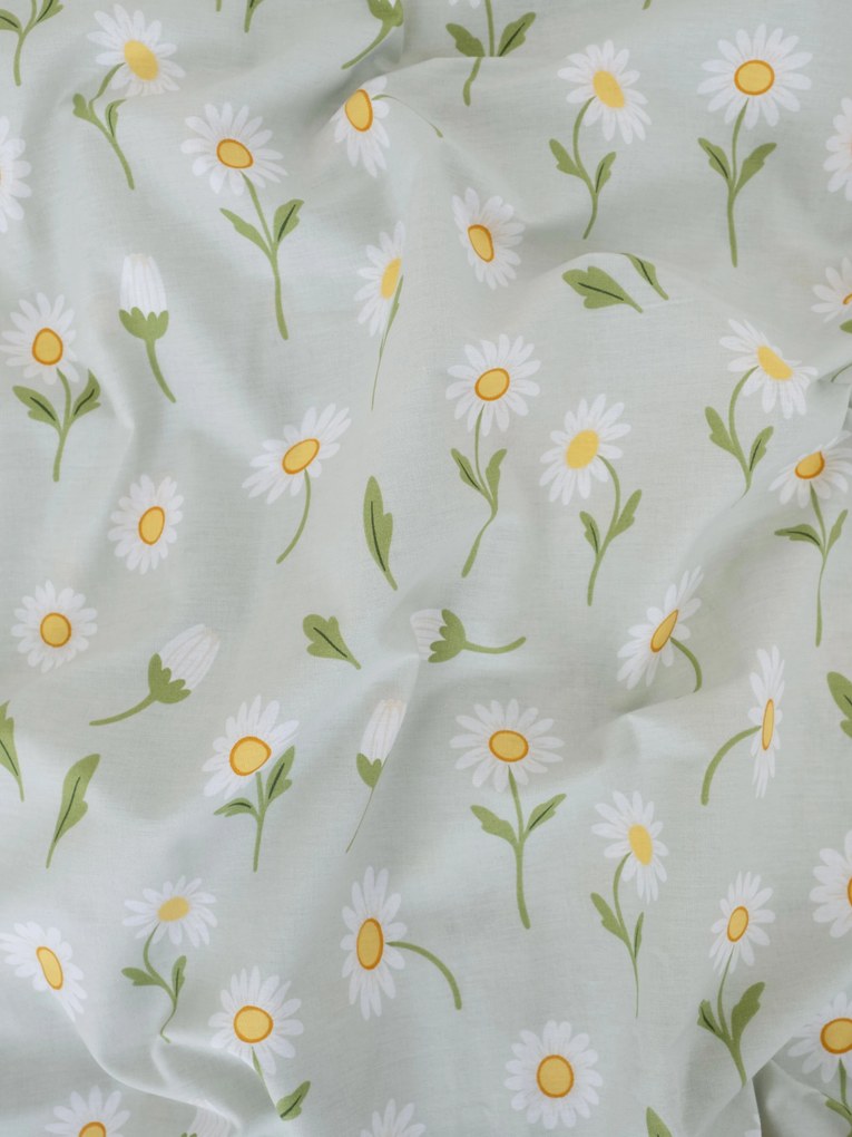 Bavlnená obliečka na vankúš Renforcé 50 × 70 cm - Sedmokrásky sivozelené