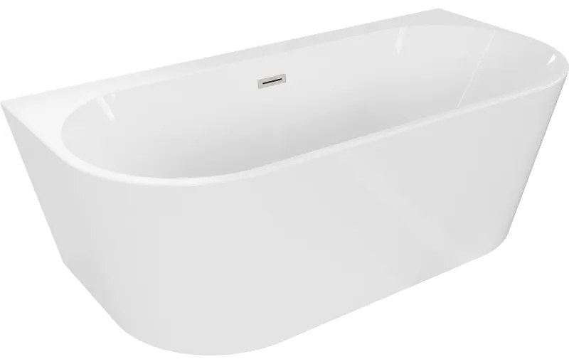 Mexen Oval+, voľne stojaca vaňa ku stene 170 x 80 cm, biela lesklá, brúsená oceľ, 52681708000-97