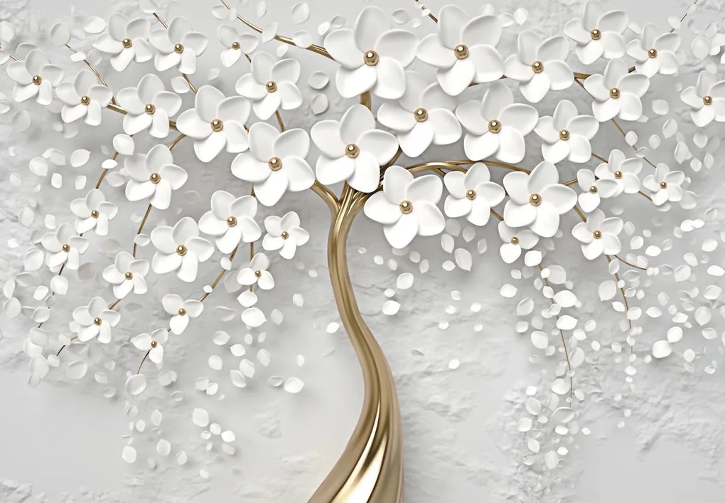 Fototapeta - Biely strom s kvetinami (147x102 cm)
