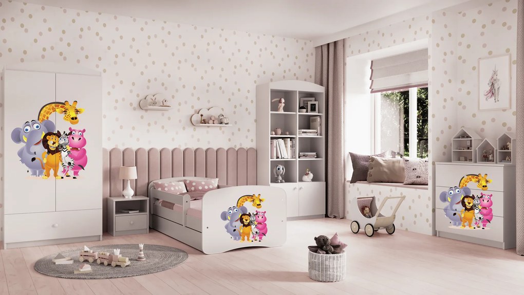 Kocot kids Detská posteľ Babydreams ZOO biela, varianta 70x140, bez šuplíků, bez matrace
