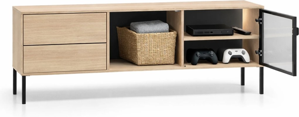 TV stolík Harmona 160 cm s osvetlením - dub lindberg