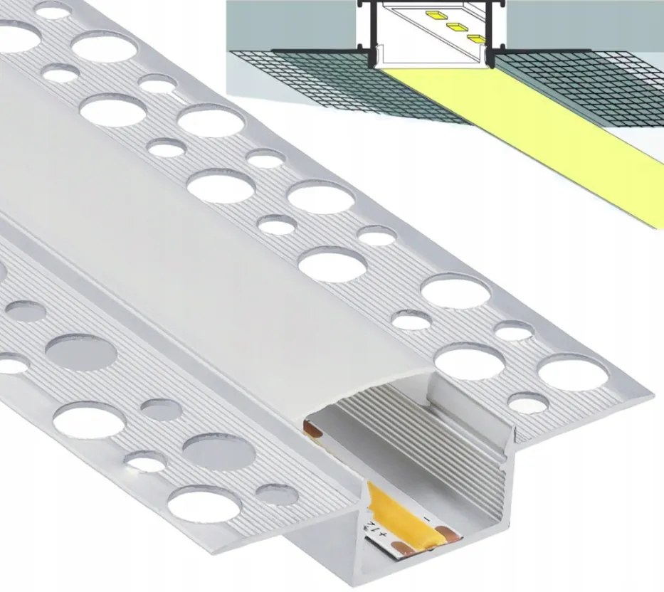 BERGE LED hliníkový profil zapustený 2m - sada