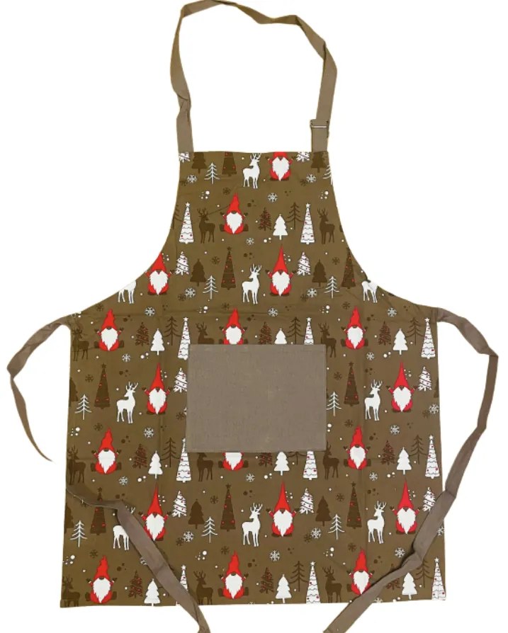 Kuchynská zástera bavlnená Vianočná Christmas hnedá TiaHome