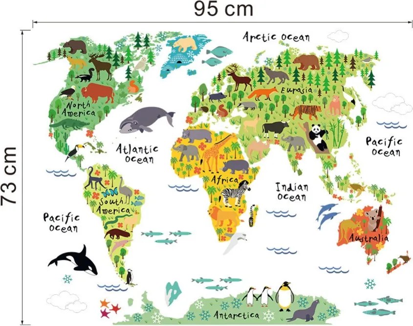 Veselá Stena Samolepka Detská mapa Sveta
