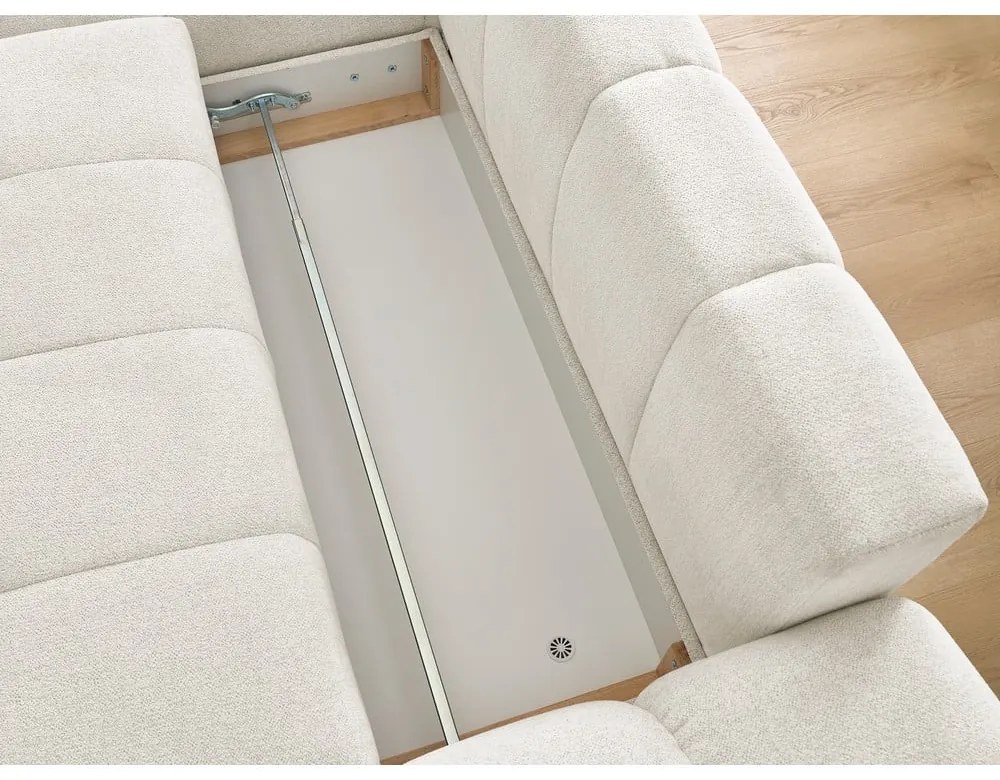 Biela ženilková rozkladacia/s úložným priestorom rohová pohovka (ľavý roh/s leňoškou) Everest – Bobochic Paris