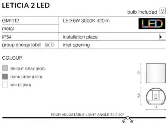 LED nástenné svietidlo Leticia 2 Led čierne