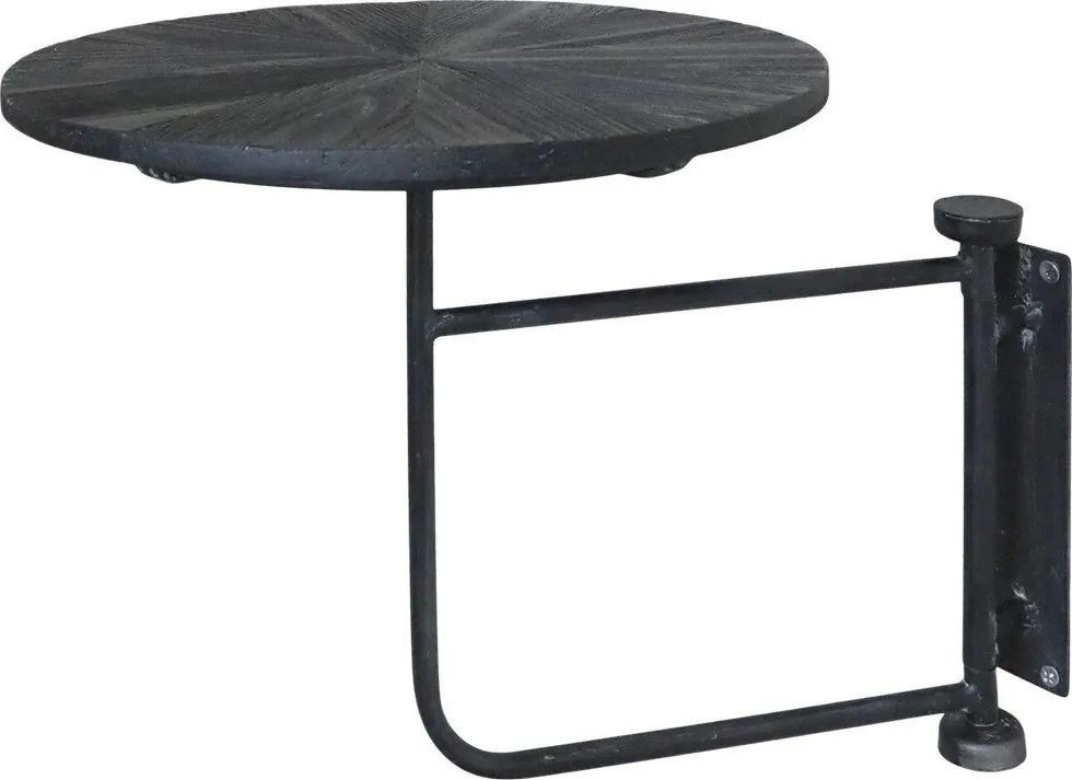 Čierny antik drevený okrúhly nástenný stôl Tin Wall Table - 30*40 cm
