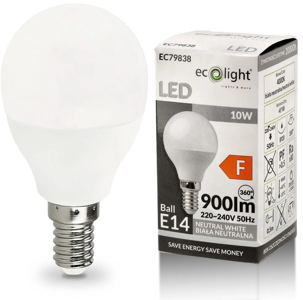 BERGE LED žiarovka G45 - E14 - 10W - neutrálna biela