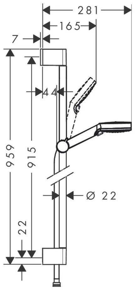 Hansgrohe Crometta, sprchová sada Vario so sprchovou tyčou 90 cm, biela/chrómová, HAN-26536400