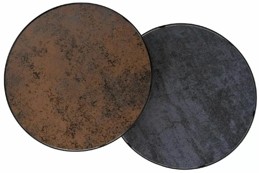 Odkladacie stolíky PENELOPE sada 2 ks Ø 50 cm, hnedá/čierna