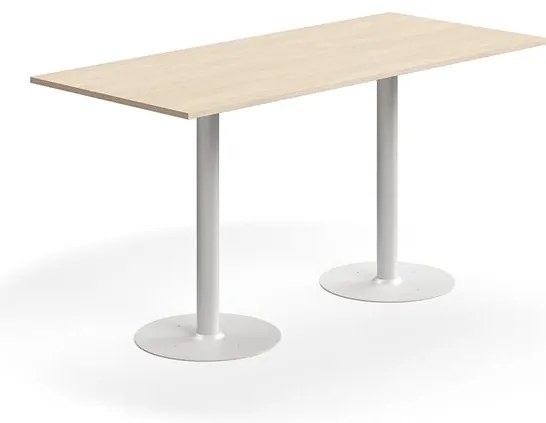 Barový stôl ALVA, 1800x800x900 mm, s kotvením do zeme, HPL, biela/breza