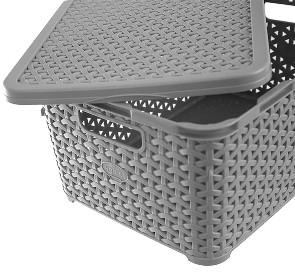 Orion Úložný box, ratanový košík, HOBBY s vekom, sivý, 10 l - 35 x 24 x 16 cm