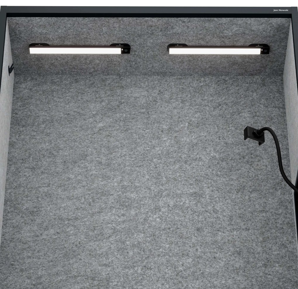 Kancelárska akustická kabína so sedadlom a portom USB-C, telo v antracitovej farbe / sedadlo v sivá farbe, 1150 mm: SALLY MentalBox