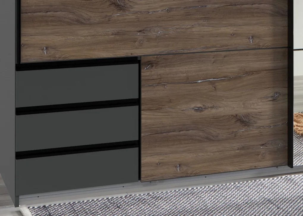 Šatníková skriňa Flensburg 225 cm, grafit/dub flagstaff