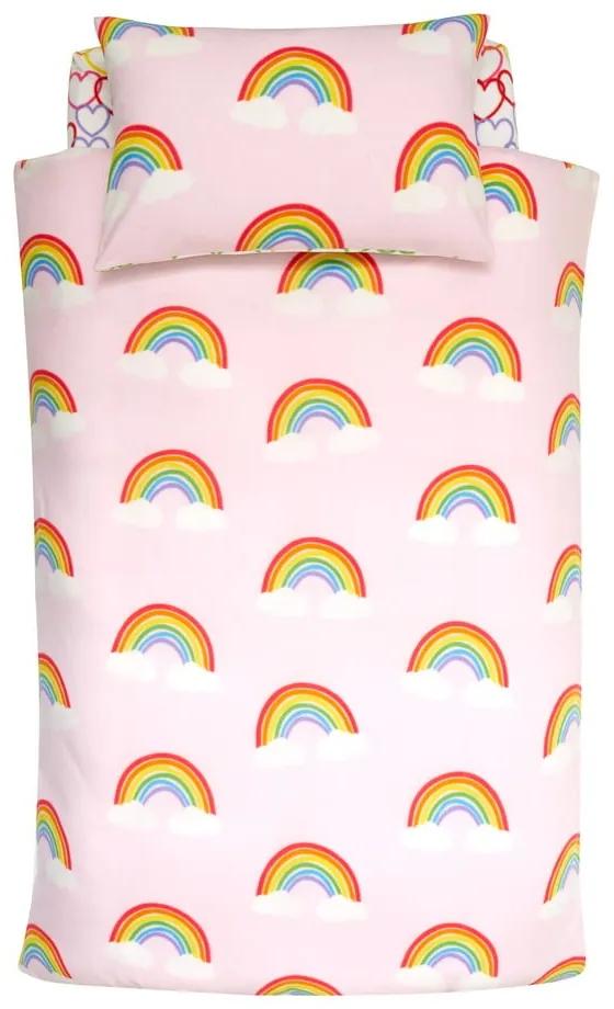 Flanelová detská obliečka na jednolôžko 135x200 cm Rainbow Hearts – Catherine Lansfield