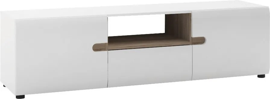 Široká TV skrinka Linate, biely lesk/dub