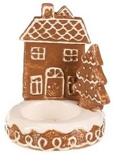 Keramický svietnik Domček perník na čaj. sviečku