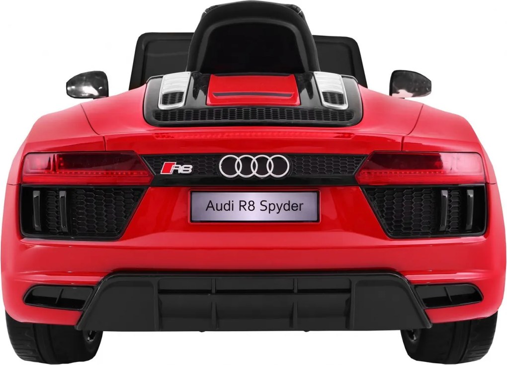 Ramiz Audi R8 Spyder batéria červená + diaľkové ovládanie + EVA + pomalý štart + rádio MP3 + LED