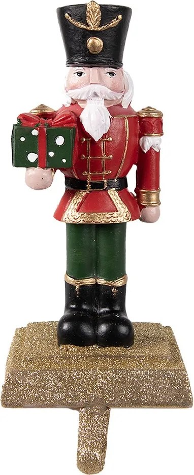 Červeno-zlatý vešiak na pančuchy Luskáčik - 11*10*25 cm