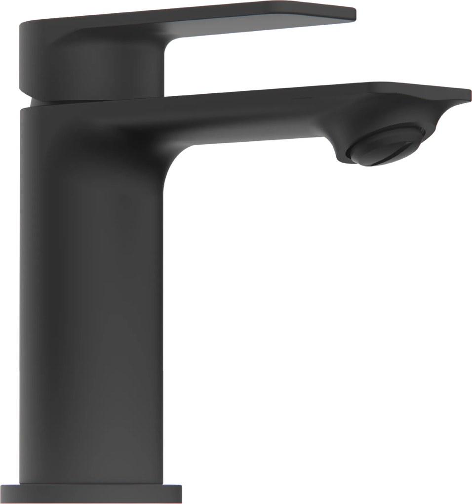 Invena Rikia, umývadlová batéria + odtoková zátka ClickClack, h-128, čierna matná, INV-BU-24-104-A