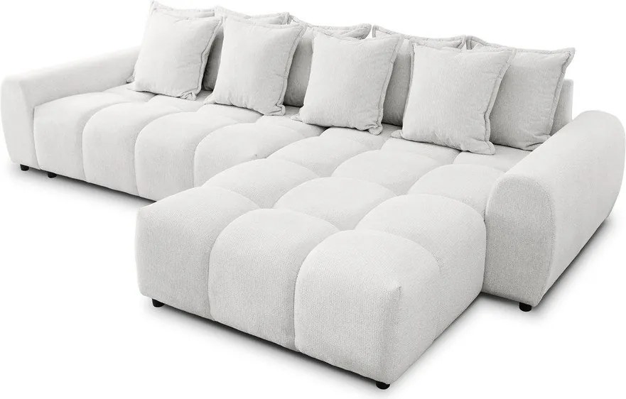 Biela rohová pohovka (pravý roh/s leňoškou) Albane – Ropez