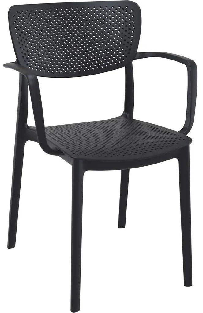 LOFT záhradná stolička s podrúčkami black