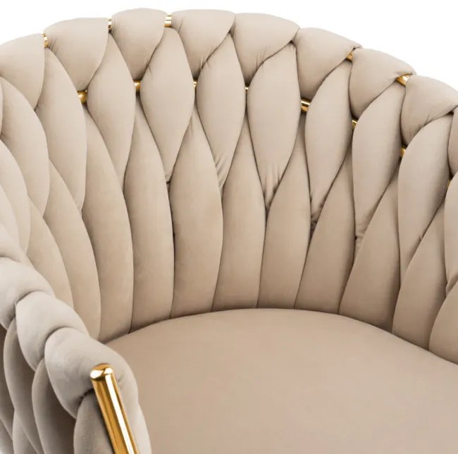 Jedálenská stolička COFTON zamatová, zlatá / béžová