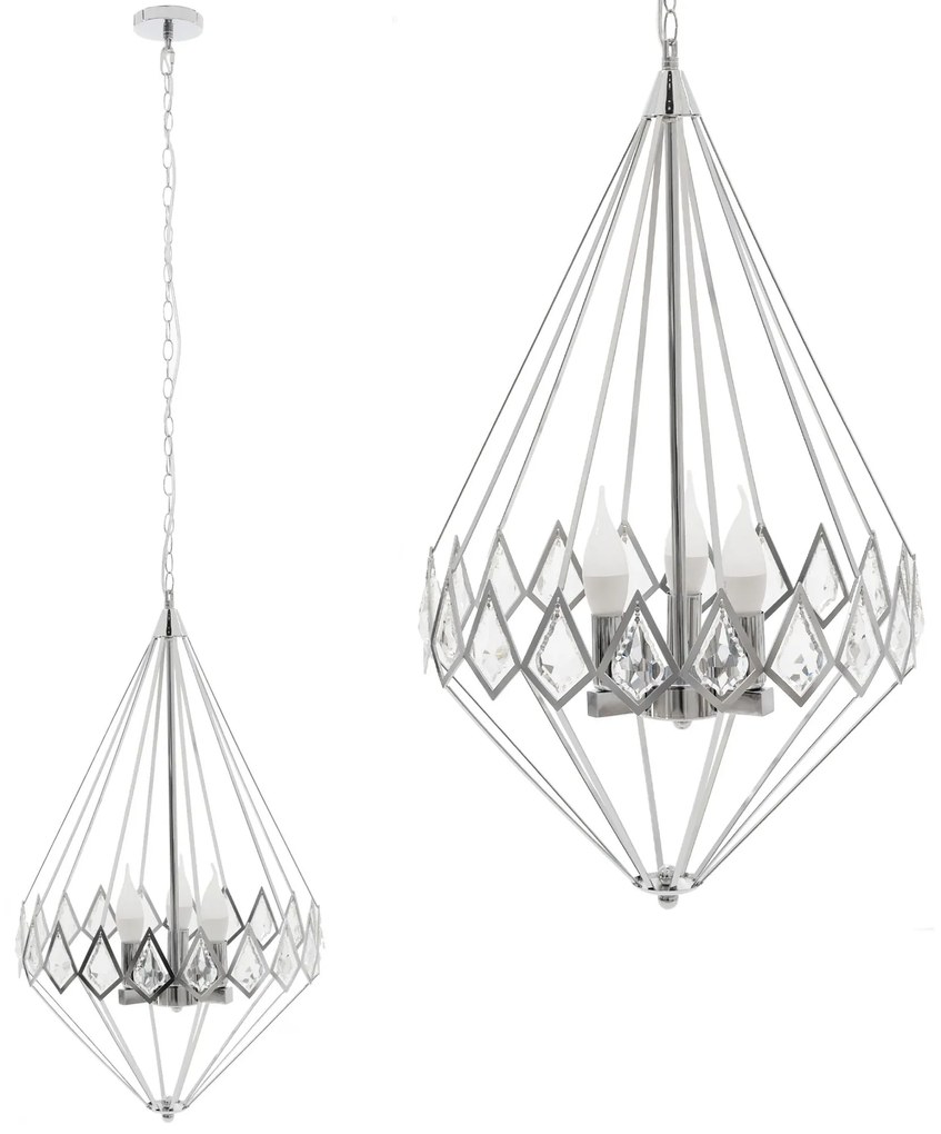 Toolight - Krištáľová závesná lampa 3xE14 40W APP210-3CPR, strieborná, OSW-07500