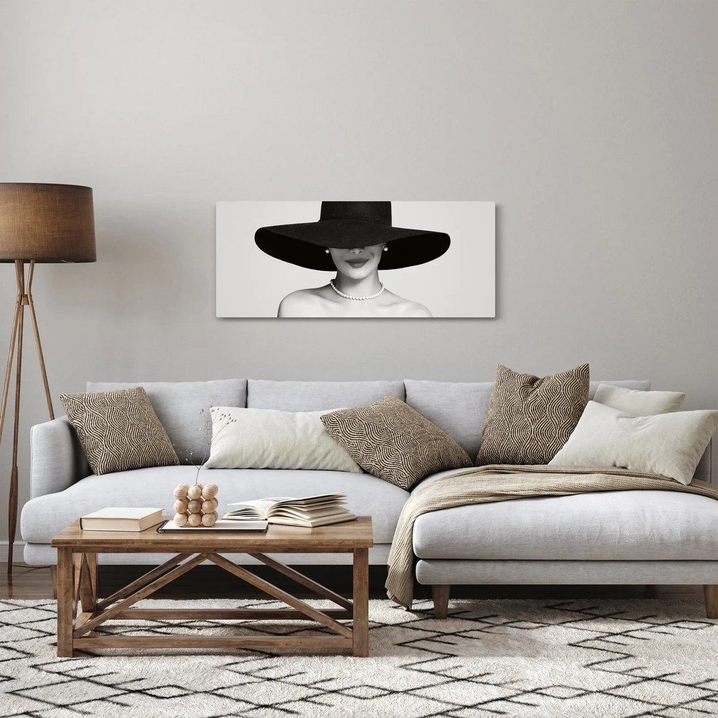 Obraz - Žena s klobúkom (120x50 cm)