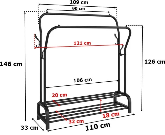 Vešiakový stojan LARY čierny