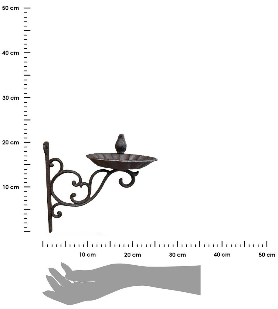 Nástenné napájadlo pre vtáky Lola, 22x25 cm, liatina, hnedá