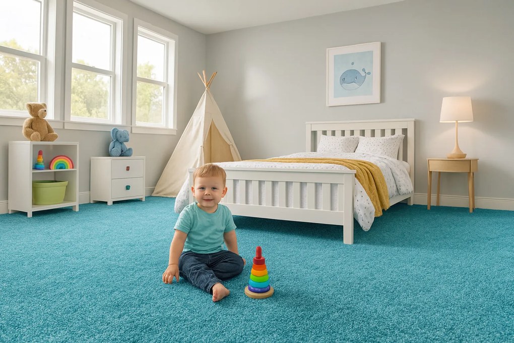 ITC, Metrážny koberec Sweet 83 zelený, na mieru, šíře 4m, zelená, filc, detská izba