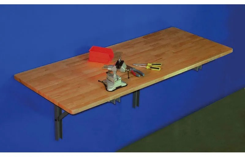Sklápací dielenský stôl na stenu, buková škárovka, 1200 x 580 mm