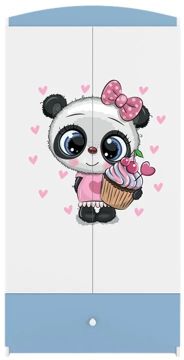 Detská šatníková skriňa BABYDREAMS Panda modrá
