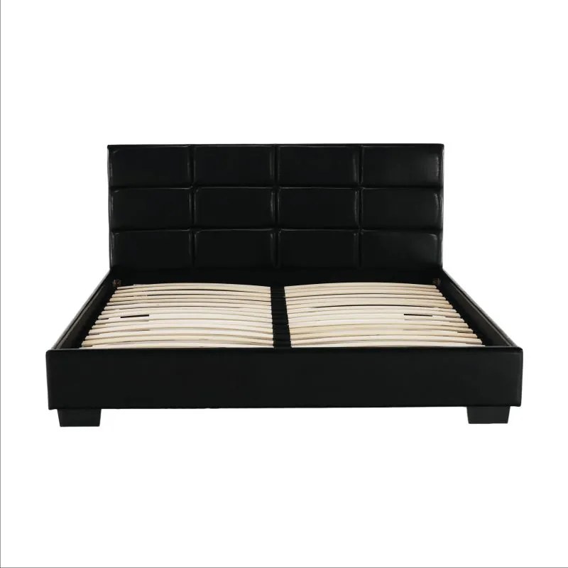 Kondela Manželská posteľ MIKEL, 160x200, čierna textilná koža
